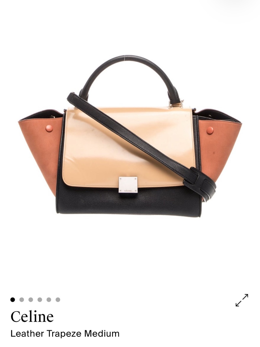Celine Trapeze Medium Satchel in Black, Beige & Terracotta